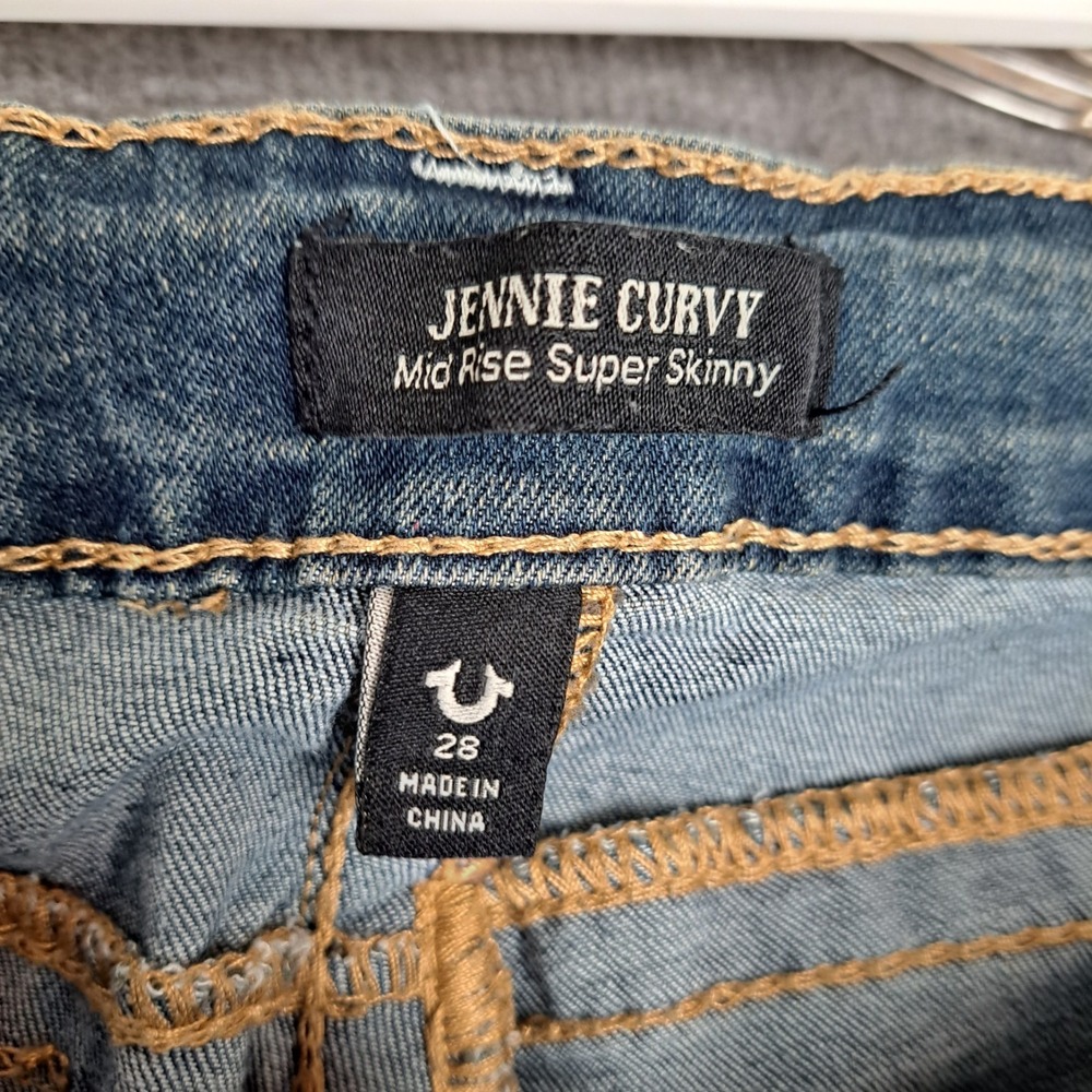 True Religion Jennie Curvy Jeans Womens 28 Blue Mid Rise Super Skinny Stretch - Picture 3 of 14